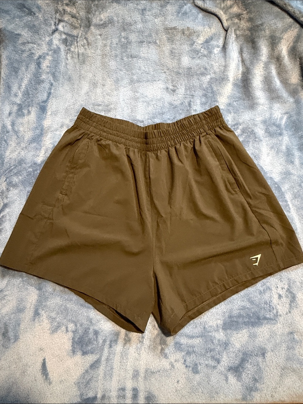 Gymshark Women's Dark Green Athletic Shorts with Logo